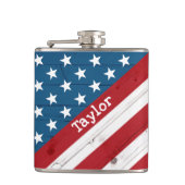 USA Patriotic 4. Juli Rustic Wood American Flag Flachmann (Vorderseite)