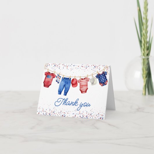 USA Patriotic All American Baby Red White and Blue Dankeskarte (Vorderseite)
