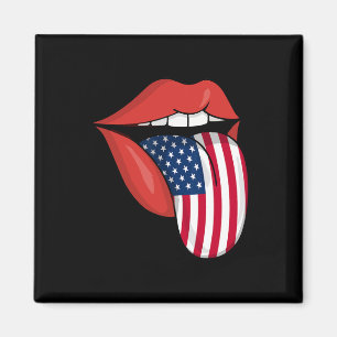 Usa Patriotic American Flag Zunge Lips 4. Jul Magnet