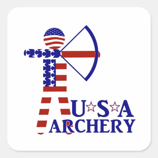 USA Patriotic ARCHERY Quadratischer Aufkleber (Vorderseite)