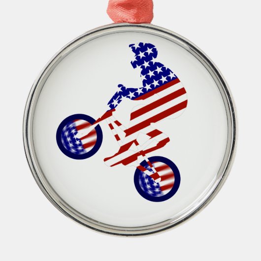 USA Patriotic Biking BMX Ornament Aus Metall (Vorne)