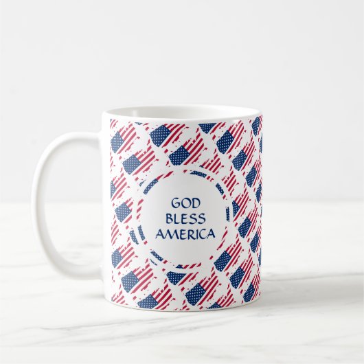 USA Patriotic Custom Monogram GOD BLESS AMERICA Kaffeetasse (Links)