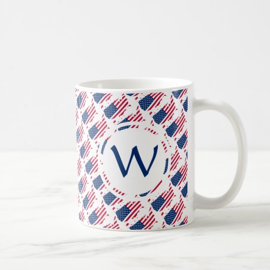 USA Patriotic Custom Monogram GOD BLESS AMERICA Kaffeetasse (Rechts)