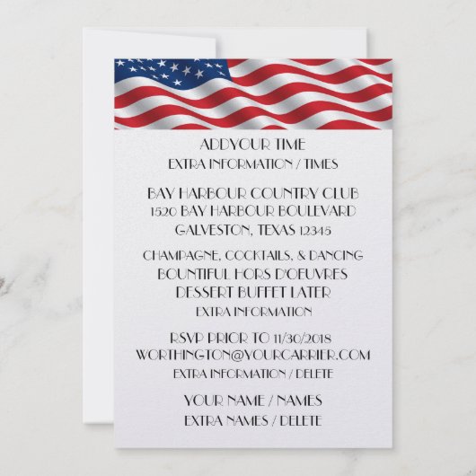 USA Patriotic Deko Einladung (Rückseite)