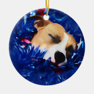 USA Patriotic Dog American Pit Bull Terrier Keramik Ornament