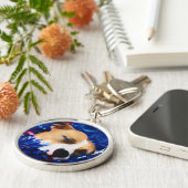 USA Patriotic Dog American Pit Bull Terrier Schlüsselanhänger (Seite)