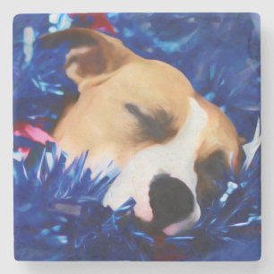 USA Patriotic Dog American Pit Bull Terrier Steinuntersetzer