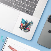 USA Patriotic Eagle Aufkleber (Laptop mit iPhone)
