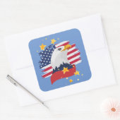 USA Patriotic Eagle Flag Stars Blue Quadratischer Aufkleber (Umschlag)