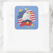 USA Patriotic Eagle Flag Stars Blue Quadratischer Aufkleber (Tasche)