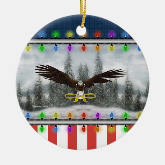 USA Patriotic Eagle Round Christmas Ornament (Vorne)