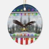 USA Patriotic Eagle Round Christmas Ornament (Links)