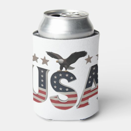 USA Patriotic Eagle + Stars Flag Design for Pride Dosenkühler (Kanne Vorderseite)