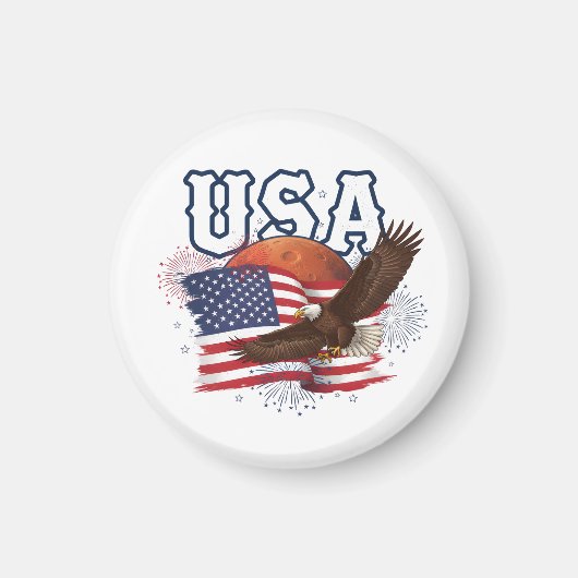USA Patriotic Eagle with Mars Red Planet Design Magnet (Vorne)