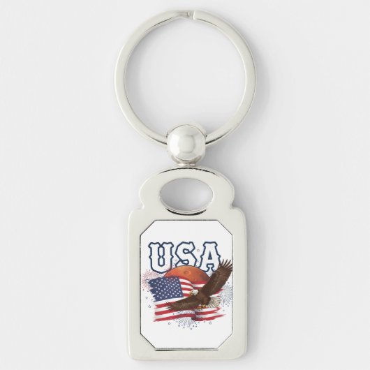 USA Patriotic Eagle with Mars Red Planet Design Schlüsselanhänger (Vorderseite)