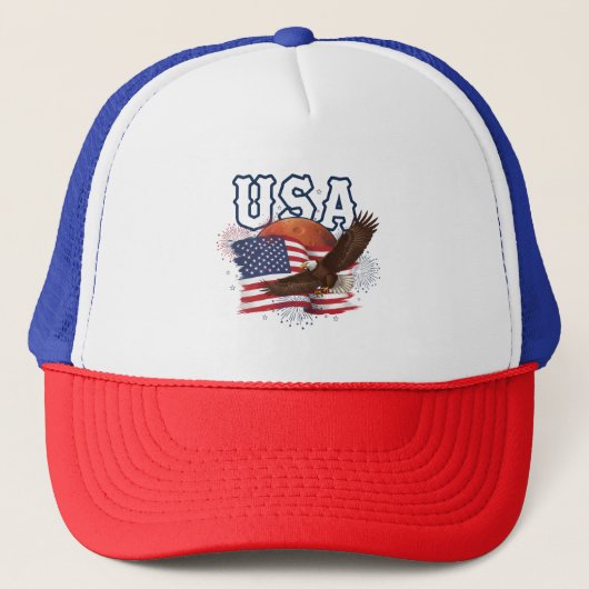 USA Patriotic Eagle with Mars Red Planet Design Truckerkappe (Vorderseite)
