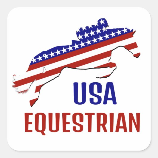 USA Patriotic Equestrian Quadratischer Aufkleber (Vorderseite)
