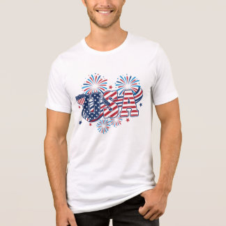 USA Patriotic Fireworks Red White Blue American  Tri-Blend Shirt