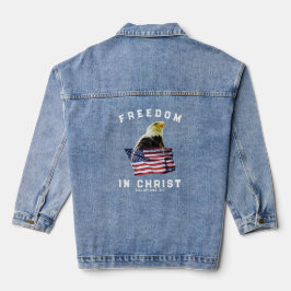 USA Patriotic Flag and Eagle Freedom In Christ  Jeansjacke
