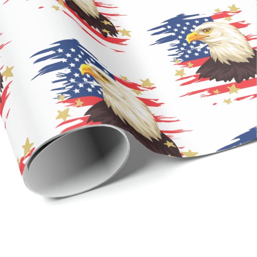 USA Patriotic Flag Eagle Stars Geschenkpapier (Rolleneckpunkt)