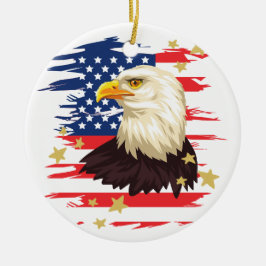 USA Patriotic Flag Eagle Stars Keramik Ornament