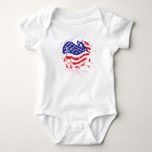 USA Patriotic Flag Herz Baby Strampler