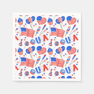 USA Patriotic Flag Paper Napkin Serviette