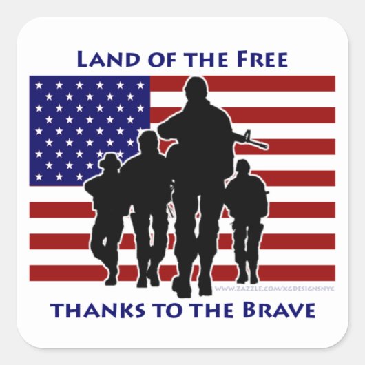USA Patriotic Flag Soldiers Silhouette Stickers (Vorderseite)