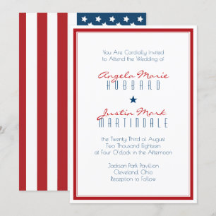 USA Patriotic Flag Wedding 2 Einladung