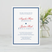 USA Patriotic Flag Wedding Einladung (Stehend Vorderseite)
