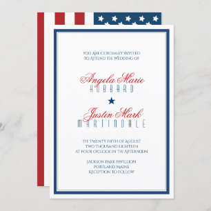USA Patriotic Flag Wedding Einladung