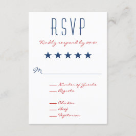 USA Patriotic Flag Wedding RSVP 2 Karte