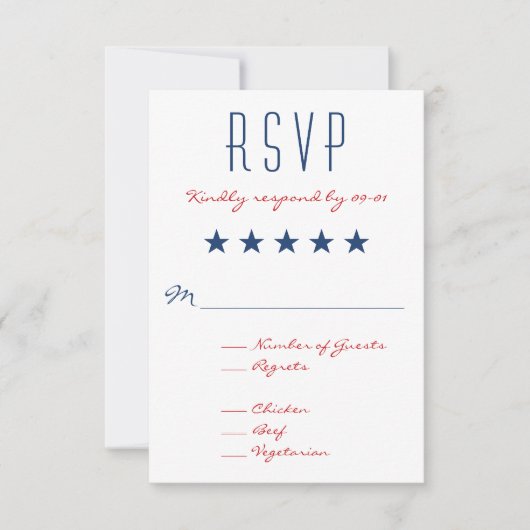 USA Patriotic Flag Wedding RSVP 2 Karte (Vorderseite)