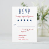 USA Patriotic Flag Wedding RSVP 2 Karte (Stehend Vorderseite)