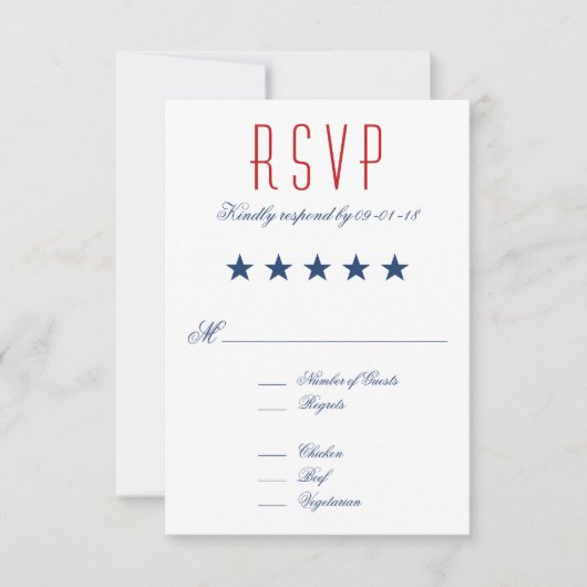 USA Patriotic Flag Wedding RSVP Karte (Vorderseite)