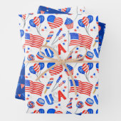 USA Patriotic Flag Wrapping Paper Set 3 Geschenkpapier Set (Beispiel)