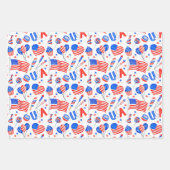 USA Patriotic Flag Wrapping Paper Set 3 Geschenkpapier Set (Vorderseite)