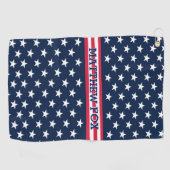 USA Patriotic Golfer ⭐ Stars & Stripes Monogramm Golfhandtuch (Horizontal)