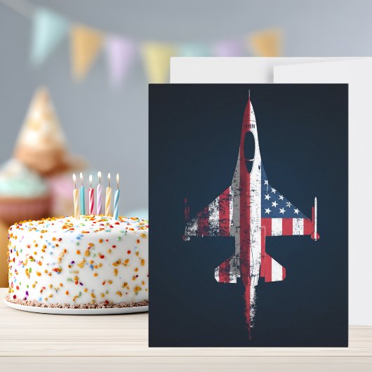 USA Patriotic Jet Kampfflugzeug Birthday Postkarte