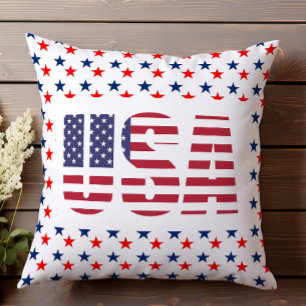 USA Patriotic July Red White Blue Stars Kissen