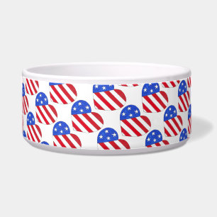 USA Patriotic Liebe Heart Red White Flag Bowl Napf