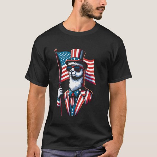 USA Patriotic Llama Süße Tier Lovers Funny Ameri T-Shirt (Vorderseite)