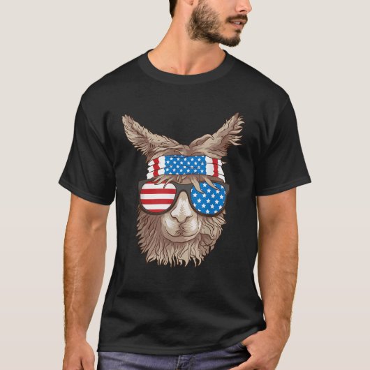USA Patriotic Llama Süße Tier Lovers Funny Ameri T-Shirt (Vorderseite)