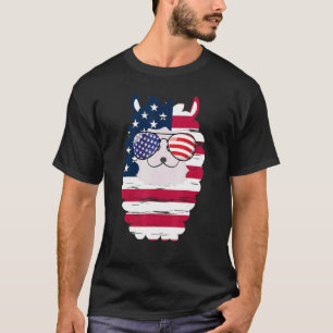 USA Patriotic Llama US Flag Brille 4. Juli Alp T-Shirt