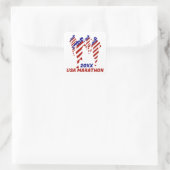 USA Patriotic MARATHON / RELAY RUN Quadratischer Aufkleber (Tasche)