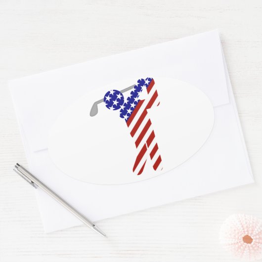 USA Patriotic MEN'S GOLF Ovaler Aufkleber (Umschlag)