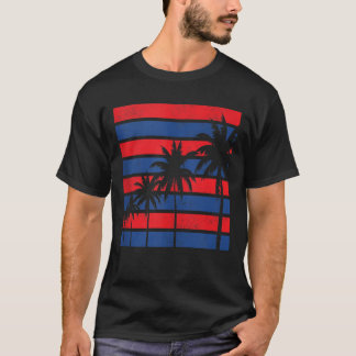 USA Patriotic Palm Trees, Red White Blue 4. Ju T-Shirt