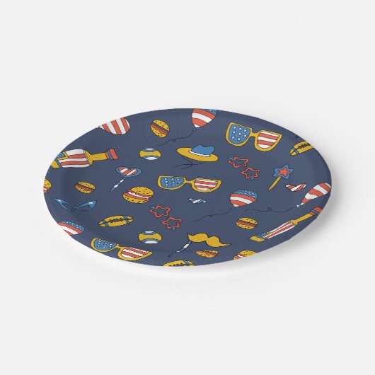 USA Patriotic Paper Plate Pappteller (Schrägansicht)