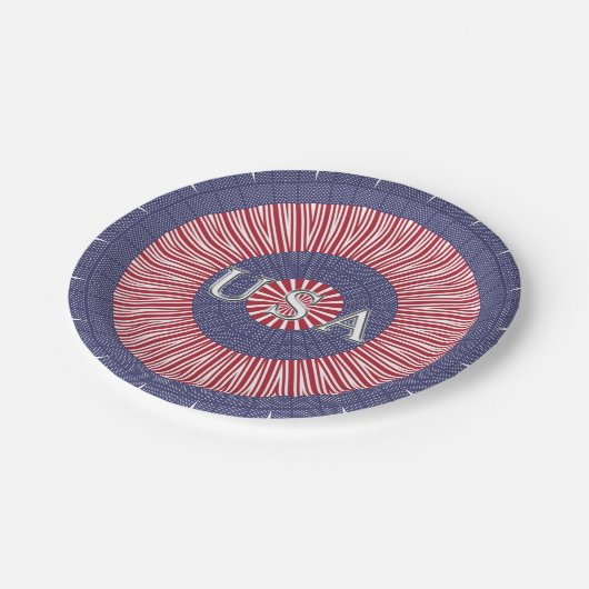 USA Patriotic Paper Plate Pappteller (Schrägansicht)