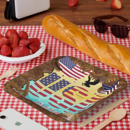 USA Patriotic Pappteller (Picknick)